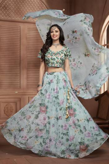 D.NO. C1980 TO C1983 BY AMOHA PURE ORGANZA LEHENGA CHOLI WHOLESALER IN INDIA